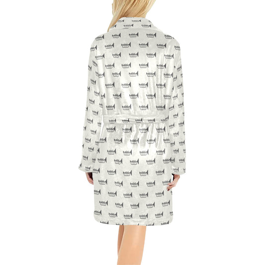 Trumpet Pattern Themed Print Women's Fleece Robe