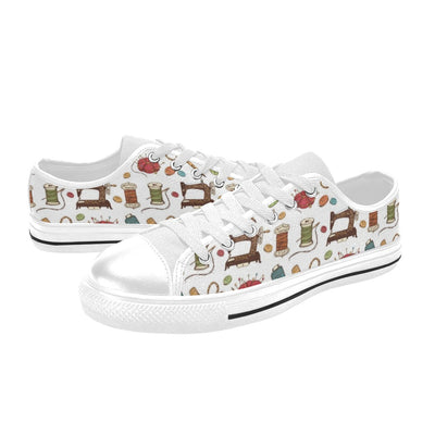 Sewing Equipment Print Design LKS304 Women's White Low Top Shoes