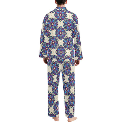 lotus Boho Pattern Print Design LO08 Men's Long Pajama Set