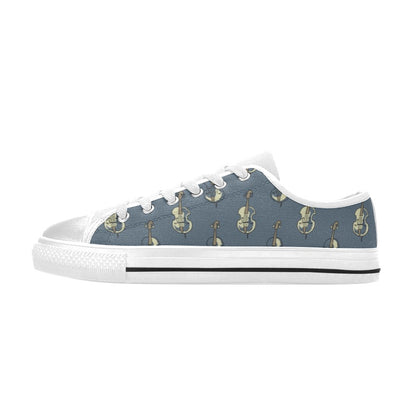 Violin Print Design LKS403 Women's White Low Top Shoes