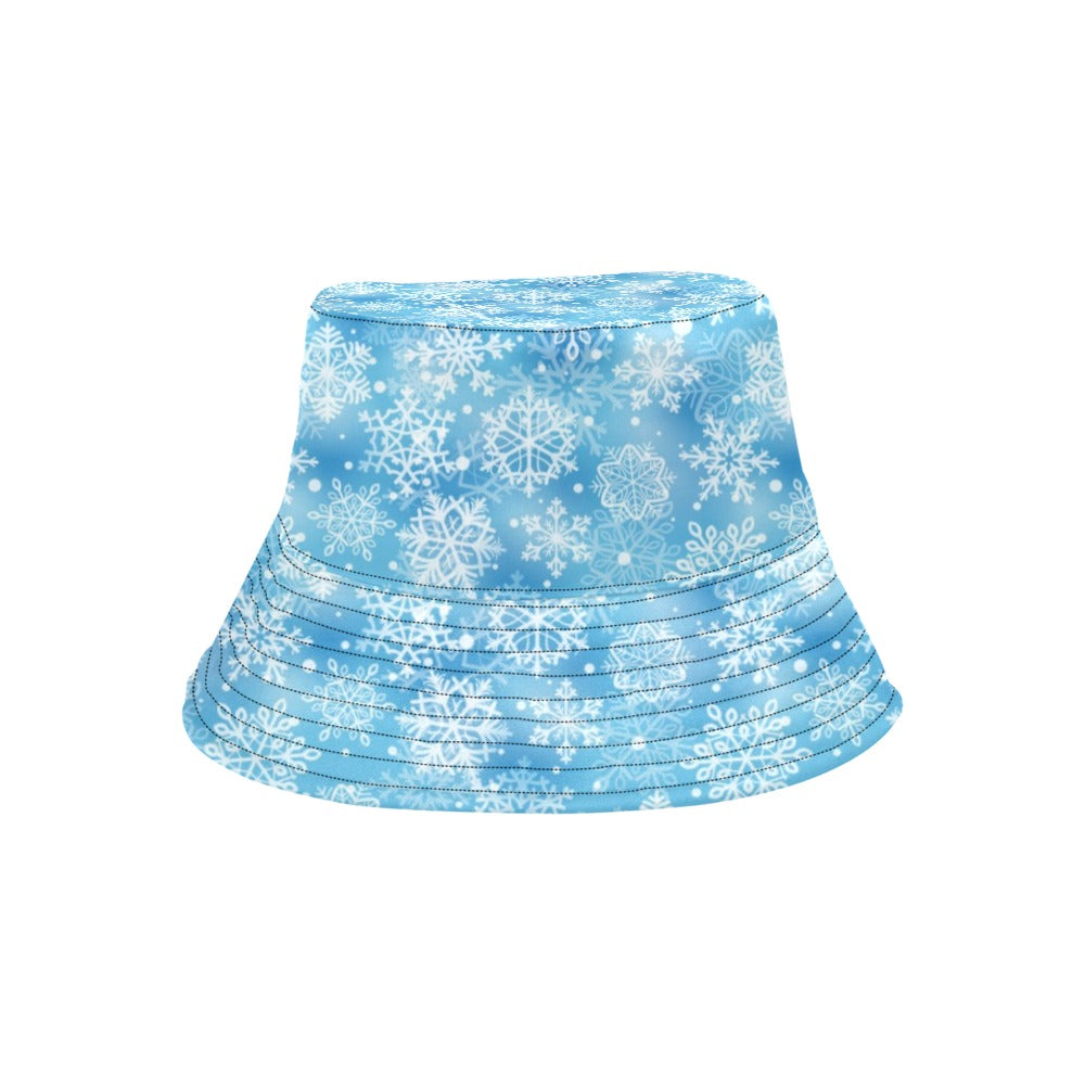 Snowflake Blue Print Design LKS301 Unisex Bucket Hat