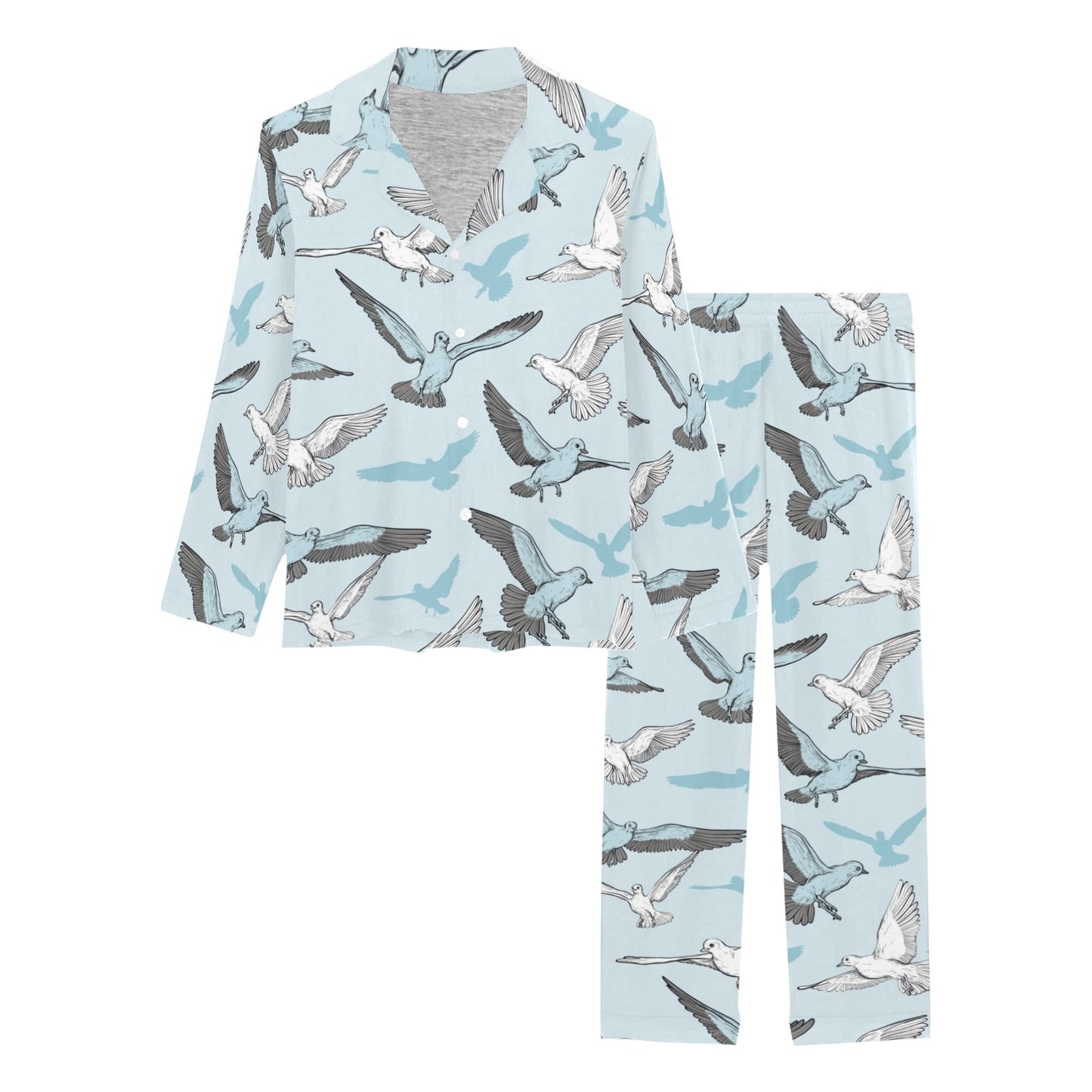 Pigeon Pattern Print Design 03 Women's Long Pajama Set