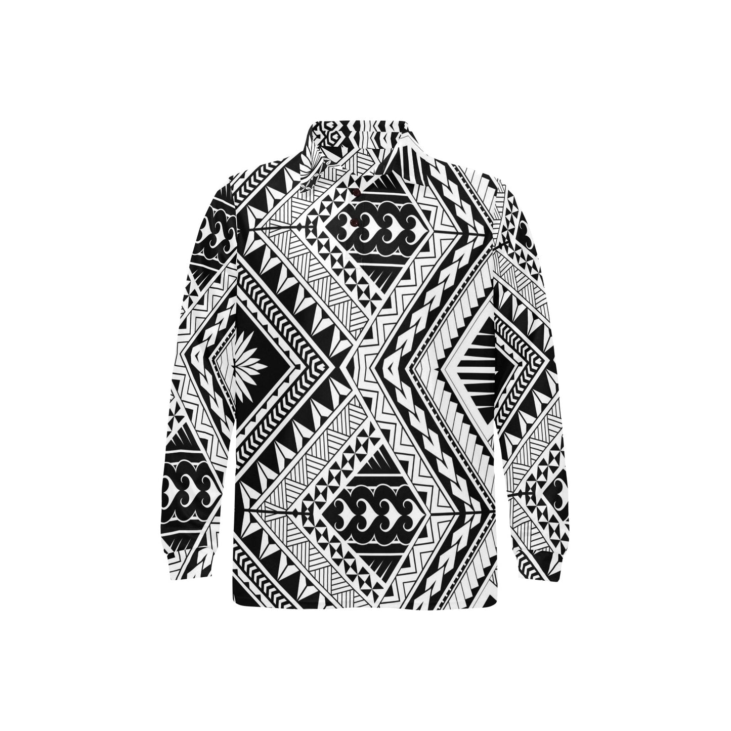 Samoan Tattoo Style Print Design LKS307 Long Sleeve Polo Shirt For Men's