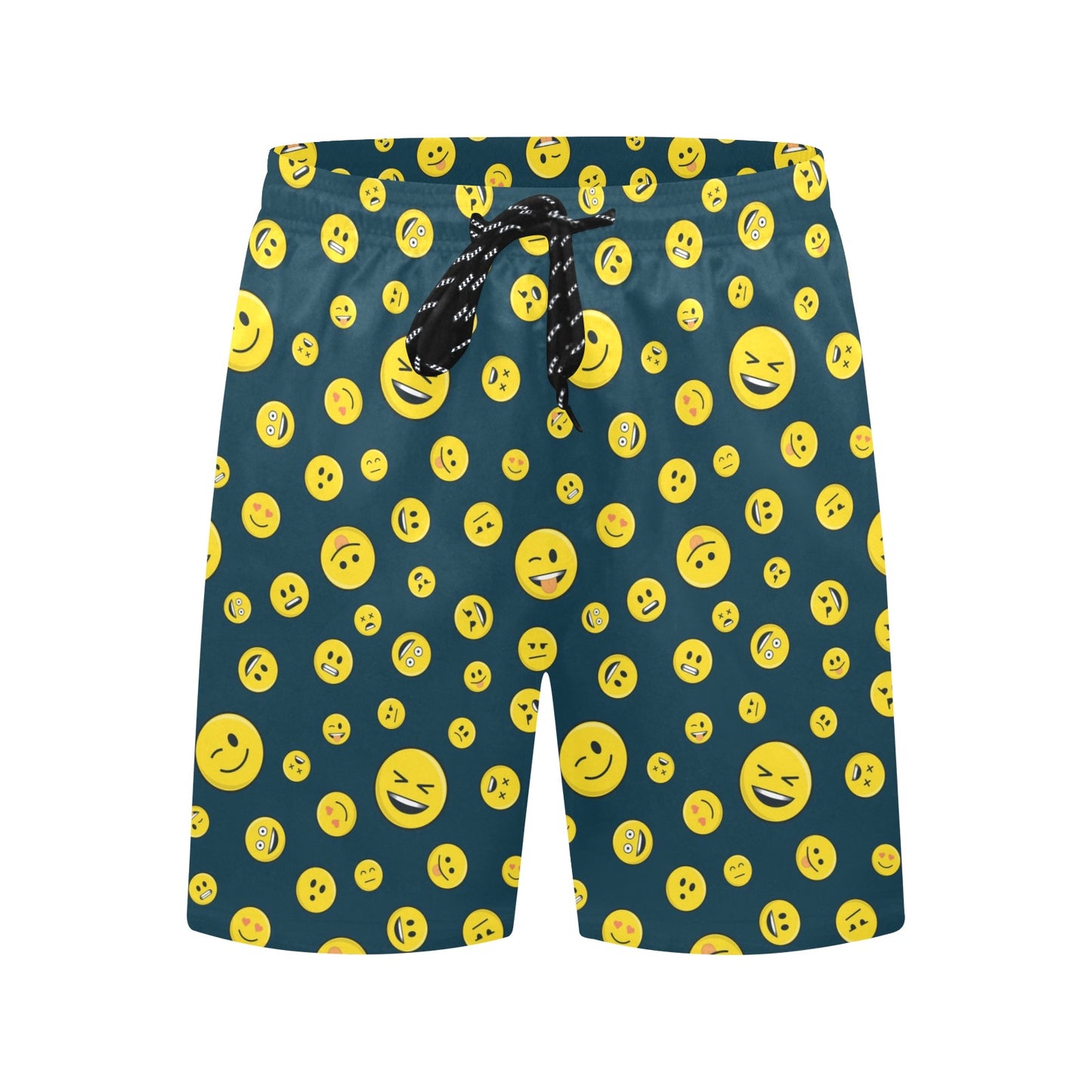 Smiley Face Emoji Print Design LKS301 Men's Swim Trunks Beach Shorts