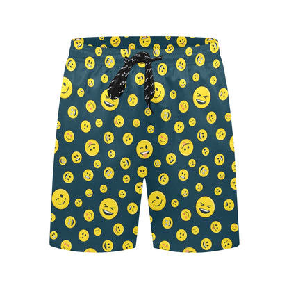 Smiley Face Emoji Print Design LKS301 Men's Swim Trunks Beach Shorts