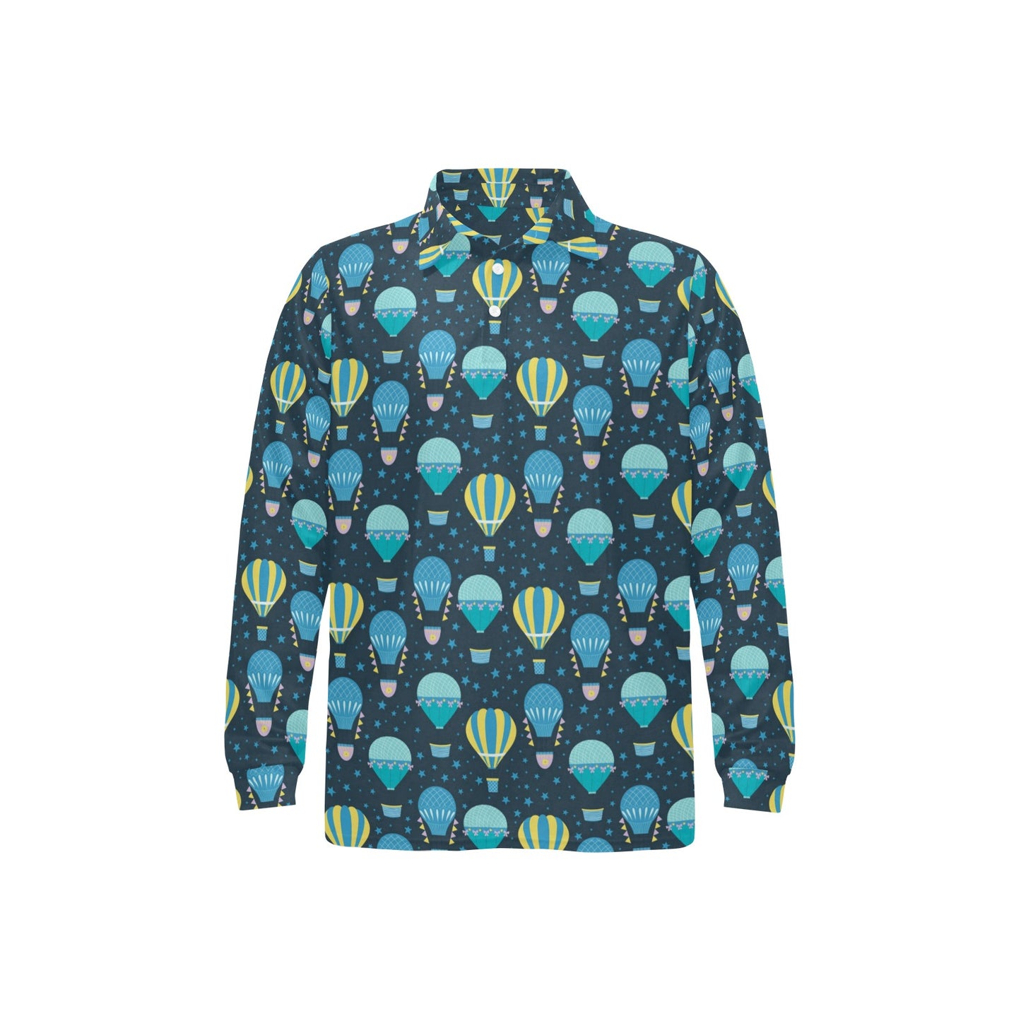 Ballon Pattern Print Design 06 Long Sleeve Polo Shirt For Men's