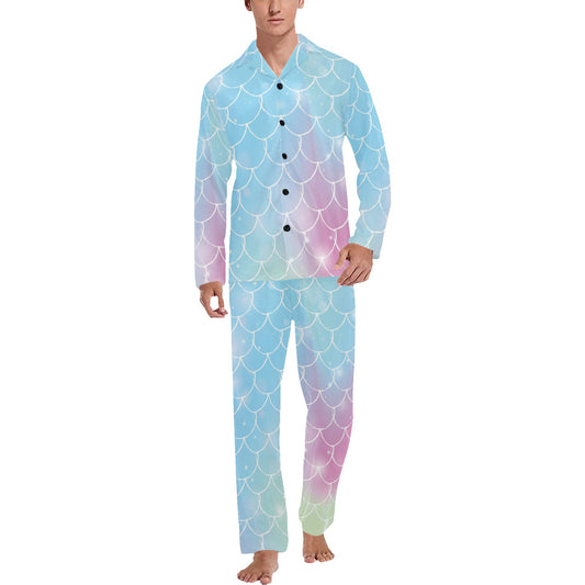 Rainbow Pattern Print Design A06 Men's Long Pajama Set