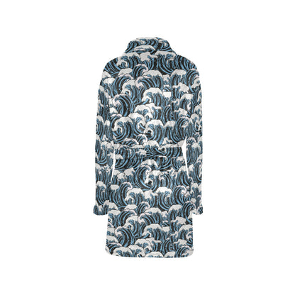 Surf Wave Pattern Print Women's Fleece Robe