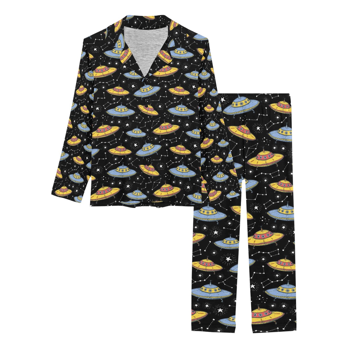 UFO Print Design LKS307 Women's Long Pajama Set