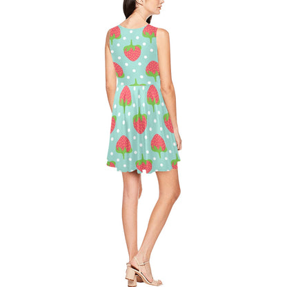 Strawberry Pattern Print Design SB06 Sleeveless Dress