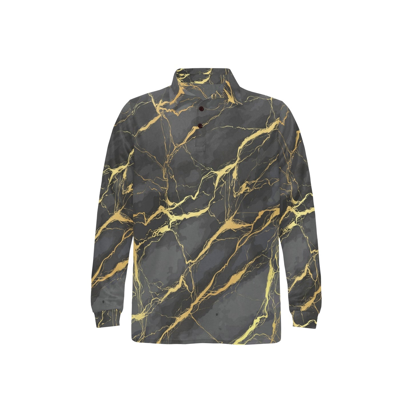 Marble Pattern Print Design 02 Long Sleeve Polo Shirt For Men's
