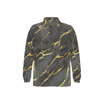 Marble Pattern Print Design 02 Long Sleeve Polo Shirt For Men's