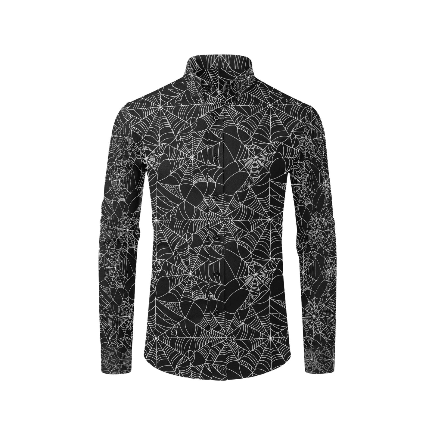 Spider Web Print Design LKS301 Men's Long Sleeve Dress Shirt