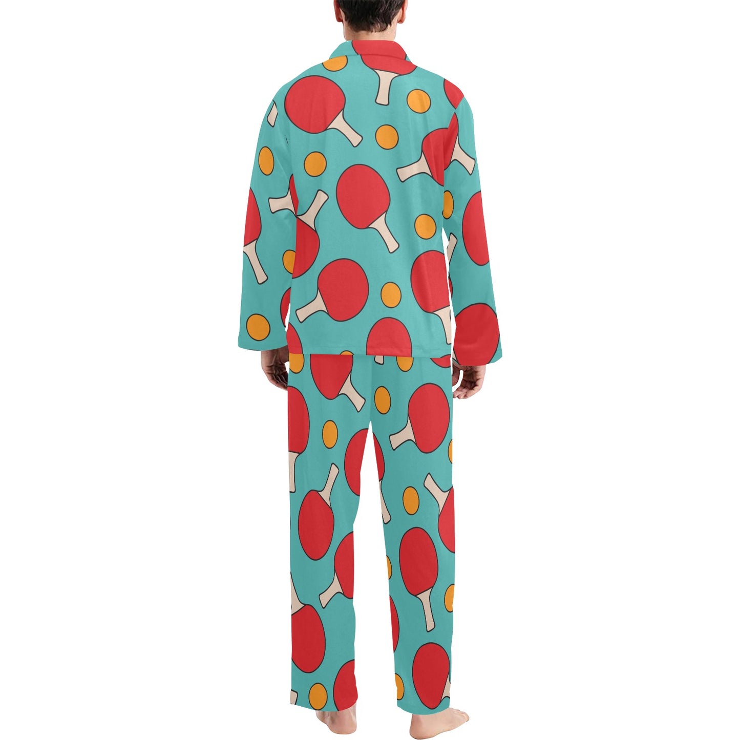 Ping Pong Pattern Print Design A01 Men's Long Pajama Set