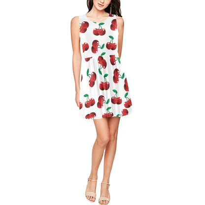 Cherry Pattern Print Design 01 Sleeveless Dress