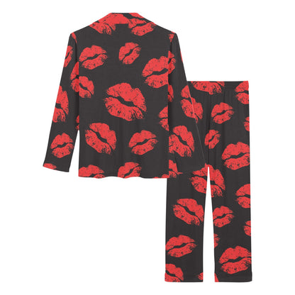 Lip Red Pattern Print Design 02 Women's Long Pajama Set