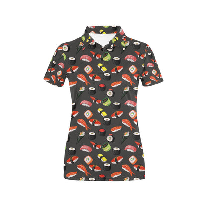 Sushi Design Print Women's Polo Shirt