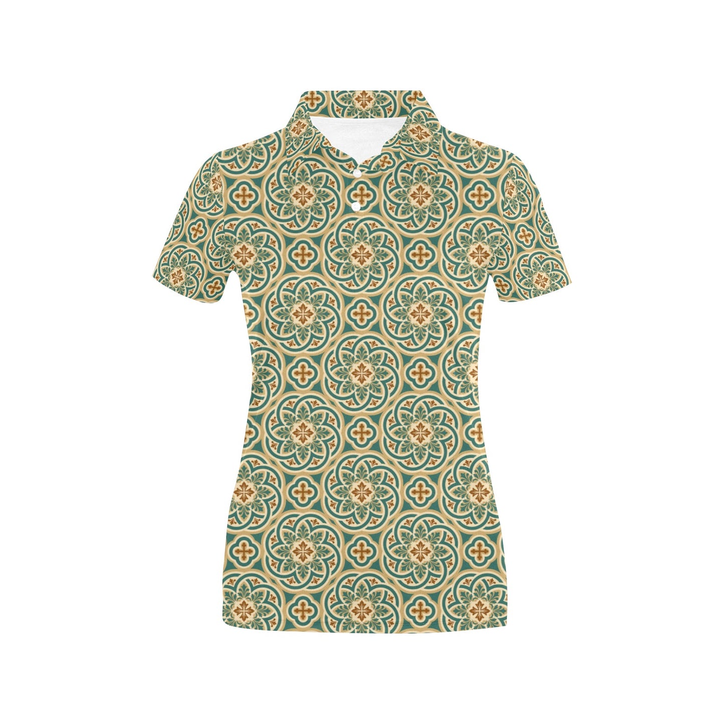 Cross Pattern Print Design 01 Women's Polo Shirt