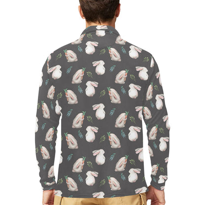 Rabbit Print Design LKS402 Long Sleeve Polo Shirt For Men's