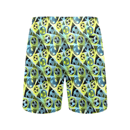 Soccer Ball Themed Print Design Men's Swim Trunks Beach Shorts