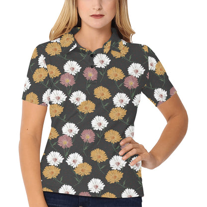 Daisy Pattern Print Design DS04 Women's Polo Shirt