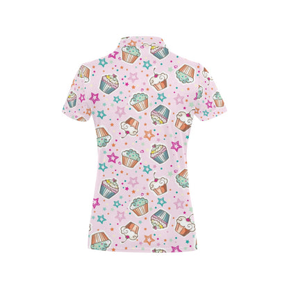 Cupcake Pattern Print Design CP03 Women's Polo Shirt