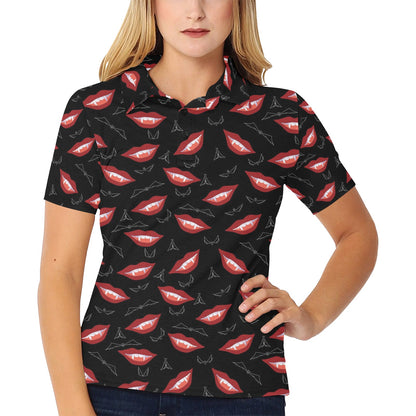 Vampire Lips Print Design LKS301 Women's Polo Shirt