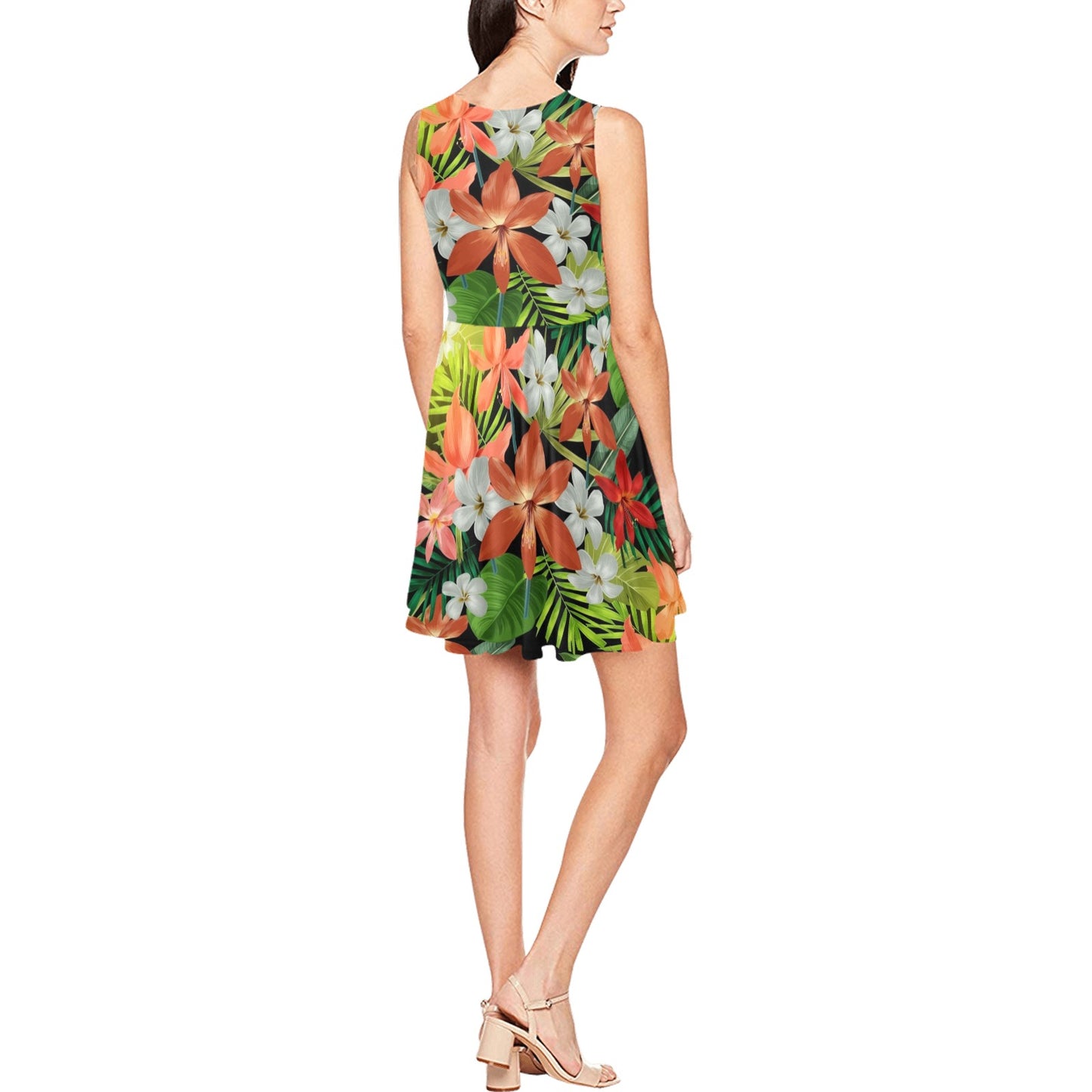 Amaryllis Pattern Print Design AL07 Sleeveless Dress