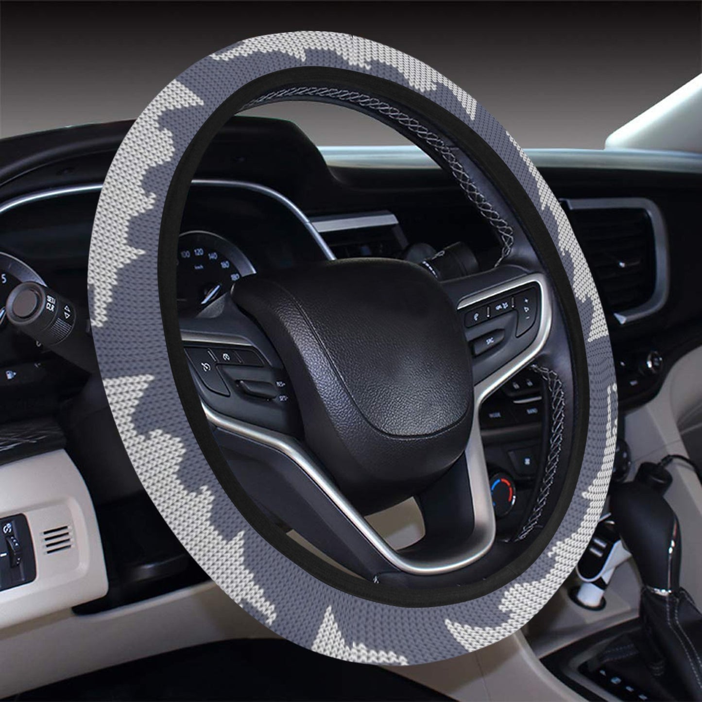 Salmon Fish Knit Style Print Design LKS304 Steering Wheel Cover with Elastic Edge