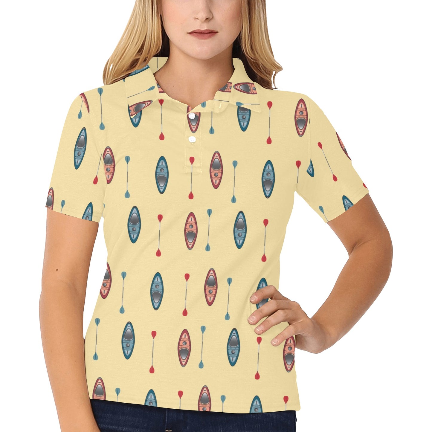 Kayak Pattern Print Design 02 Women's Polo Shirt