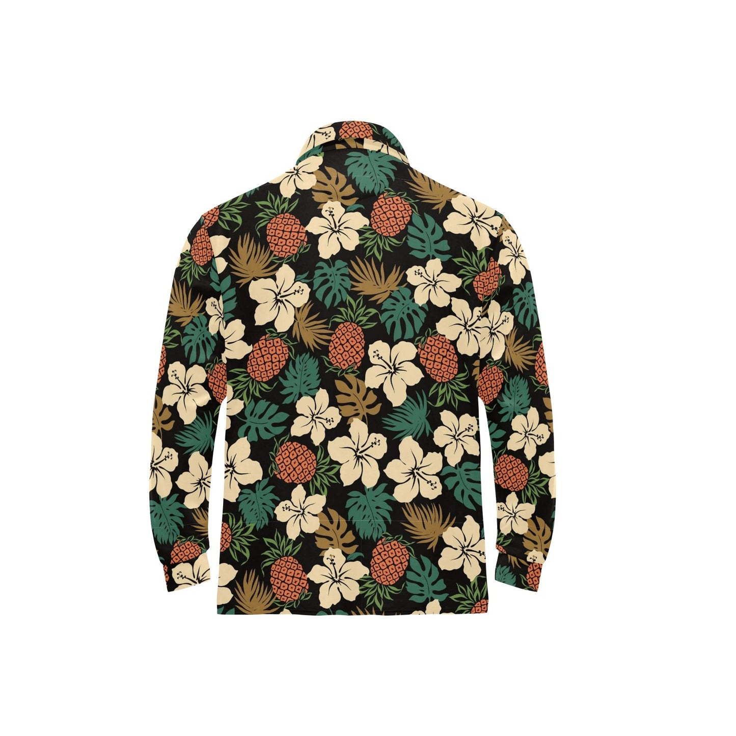 Hawaiian Themed Pattern Print Design H08 Long Sleeve Polo Shirt For Men's
