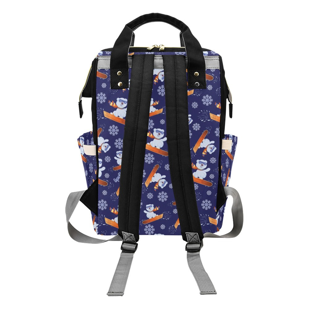 Snowboard Bear Print Design LKS305 Diaper Bag Backpack