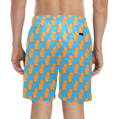 Waffle Print Design LKS304 Men's Swim Trunks Beach Shorts