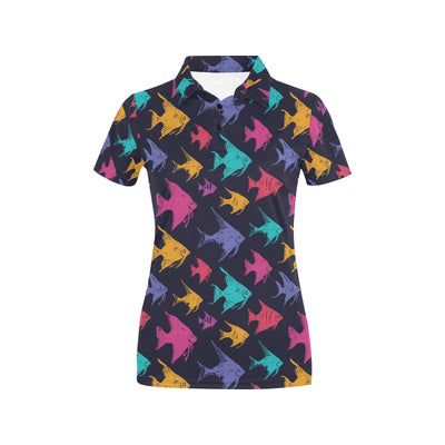 Angelfish Colorful Pattern Print Design 03 Women's Polo Shirt