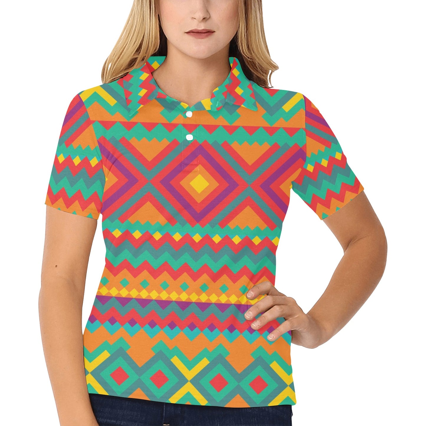 Mexican Pattern Print Design 04 Women's Polo Shirt