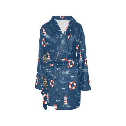 Nautical Pattern Print Design A06 Women's Fleece Robe