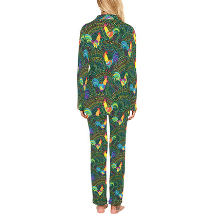 Rooster Pattern Print Design A01 Women's Long Pajama Set