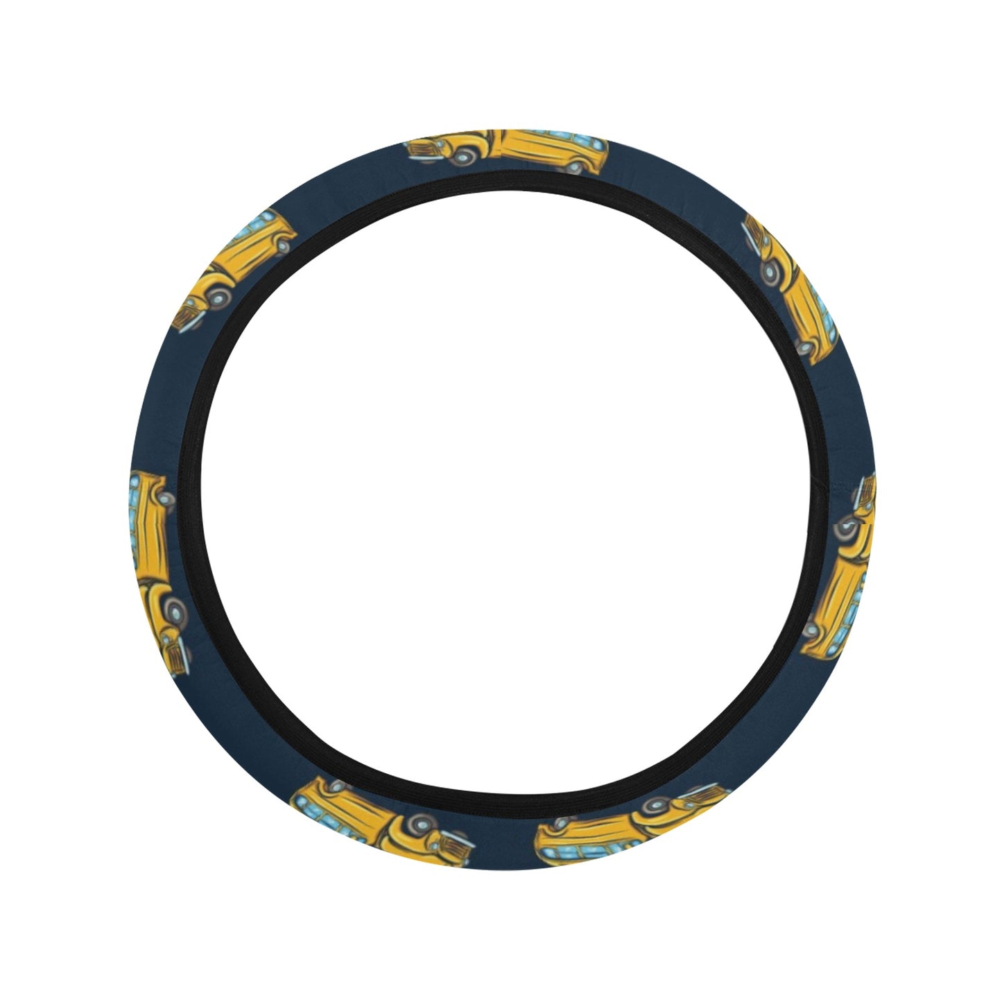 School Bus Print Design LKS304 Steering Wheel Cover with Elastic Edge
