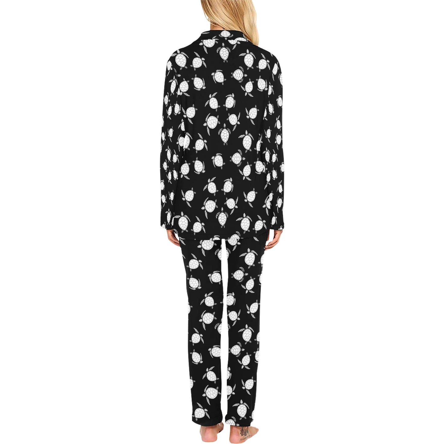 Sea Turtle Print Design LKS303 Women's Long Pajama Set