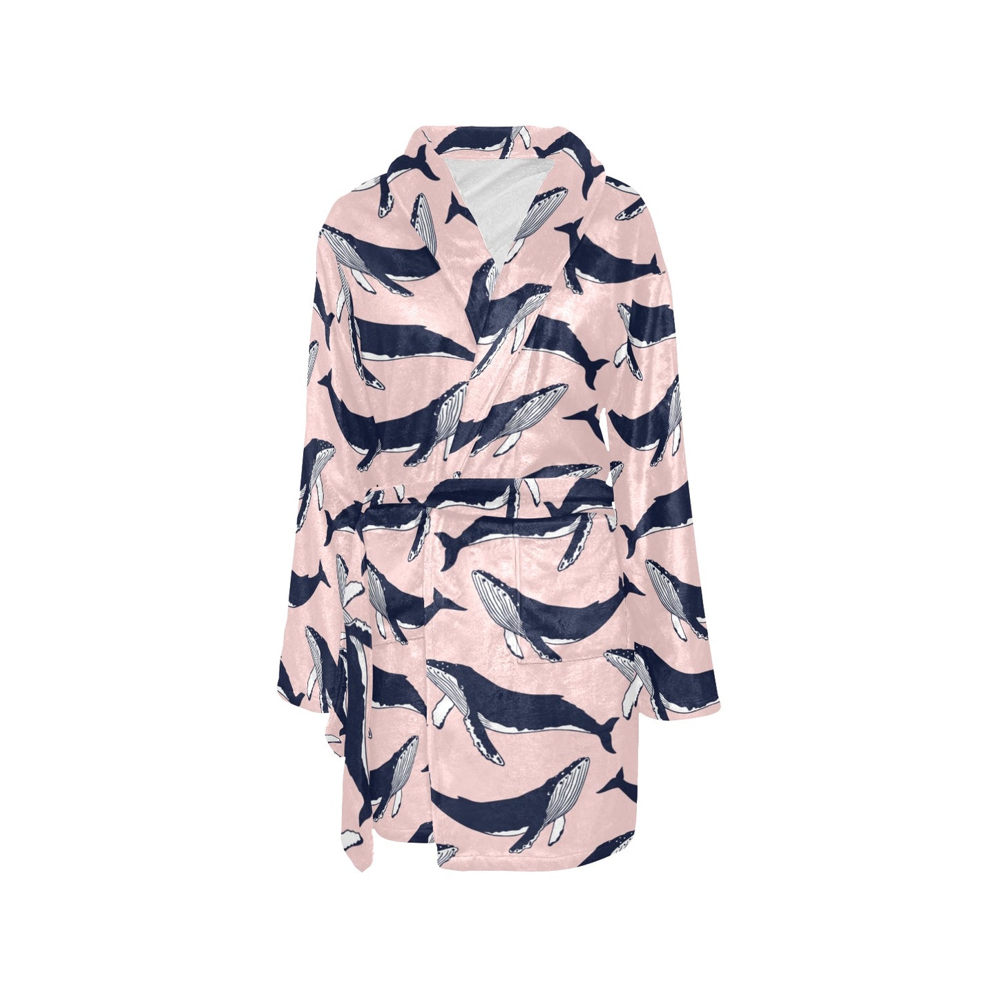 Humpback Whale Pattern Print Design 02 Women's Fleece Robe