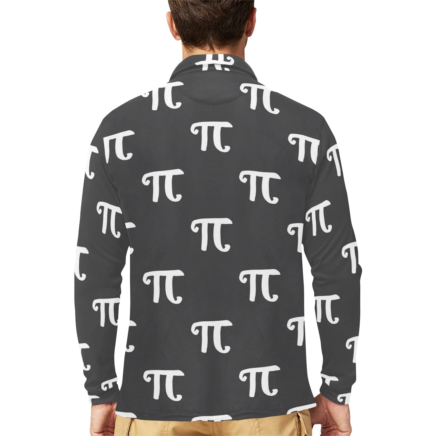 Pi Day Pattern Print Design A01 Long Sleeve Polo Shirt For Men's