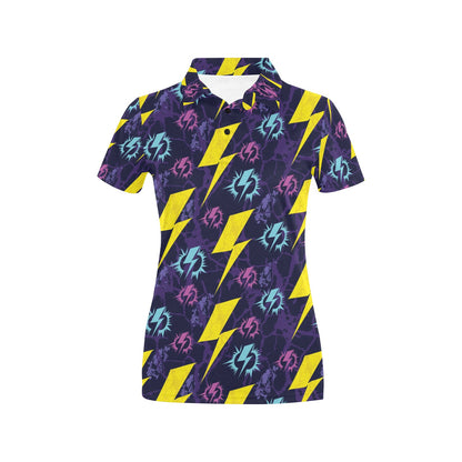 Lightning Thunder Pattern Print Design 01 Women's Polo Shirt