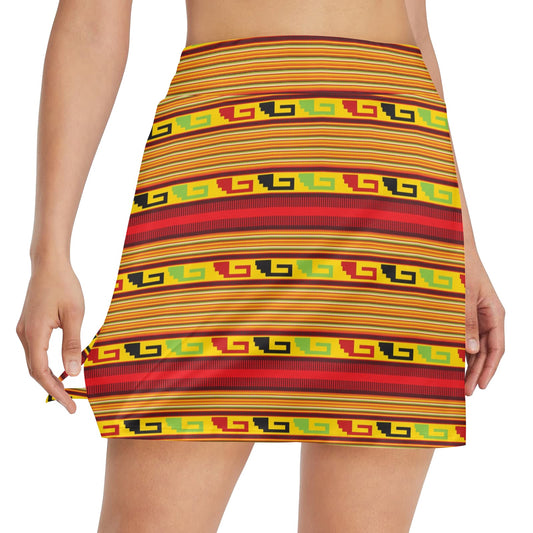 Mexican Blanket Ornament Print Pattern 17" Golf & Pickleball Skort with Pockets