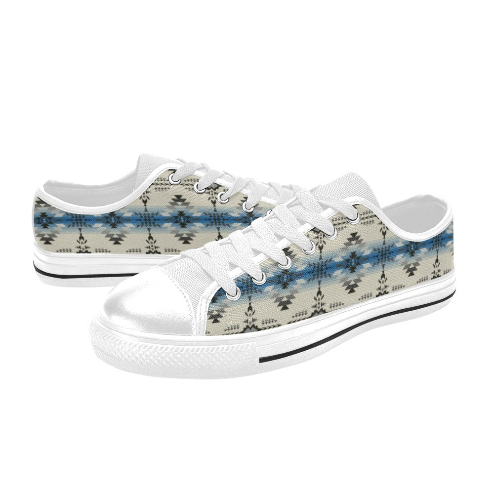 Southwest Pattern Print Design LKS304 Women's White Low Top Shoes