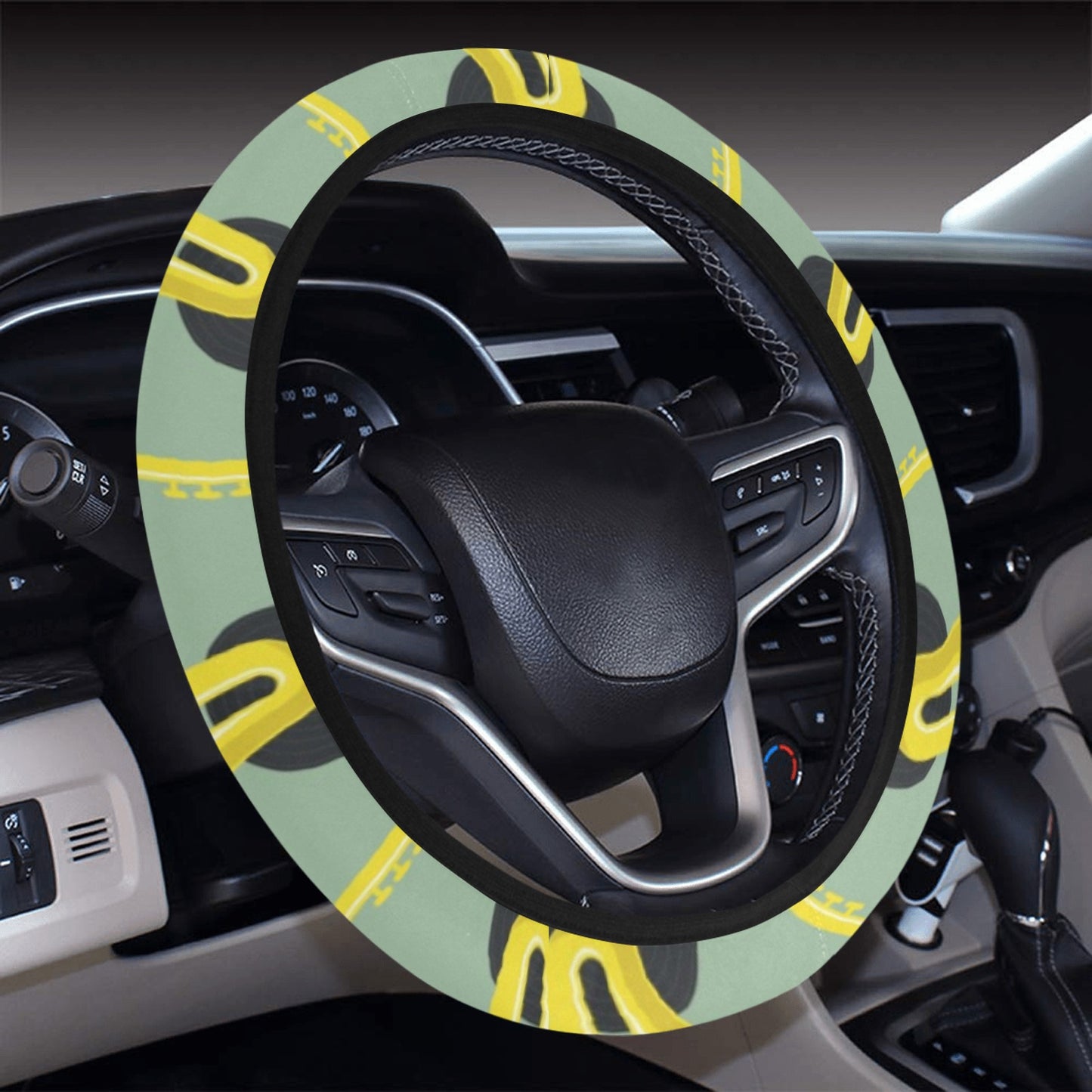 Saxophone Print Design LKS405 Steering Wheel Cover with Elastic Edge