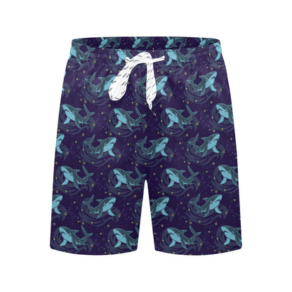 Shark Themed Print Men's Swim Trunks Beach Shorts