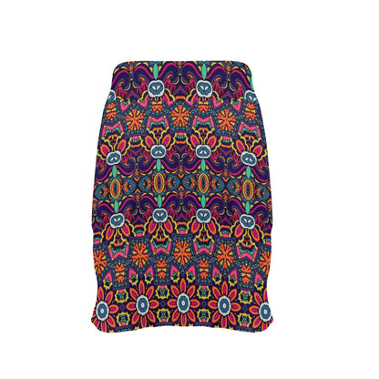 Ethnic Flower Style Print Pattern 17" Golf & Pickleball Skort with Pockets