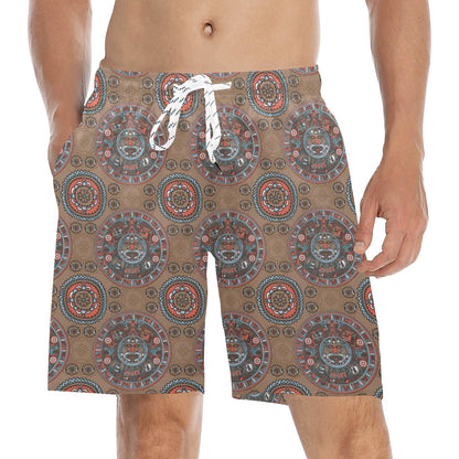 Calendar Aztec Design Print Pattern Men's Swim Trunks Beach Shorts