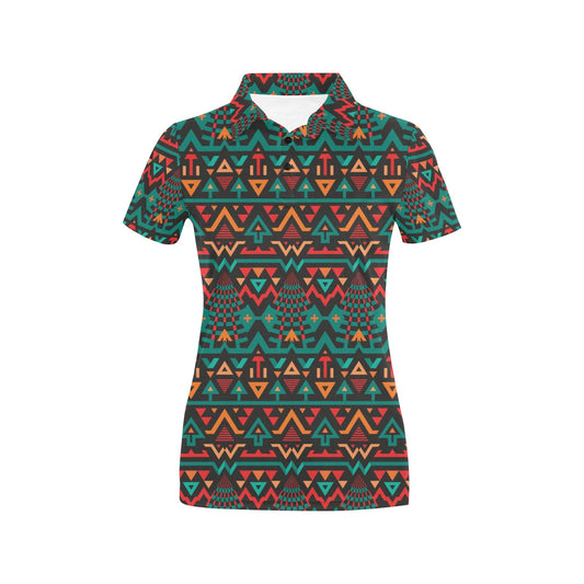 Aztec Pattern Print Design 04 Women's Polo Shirt