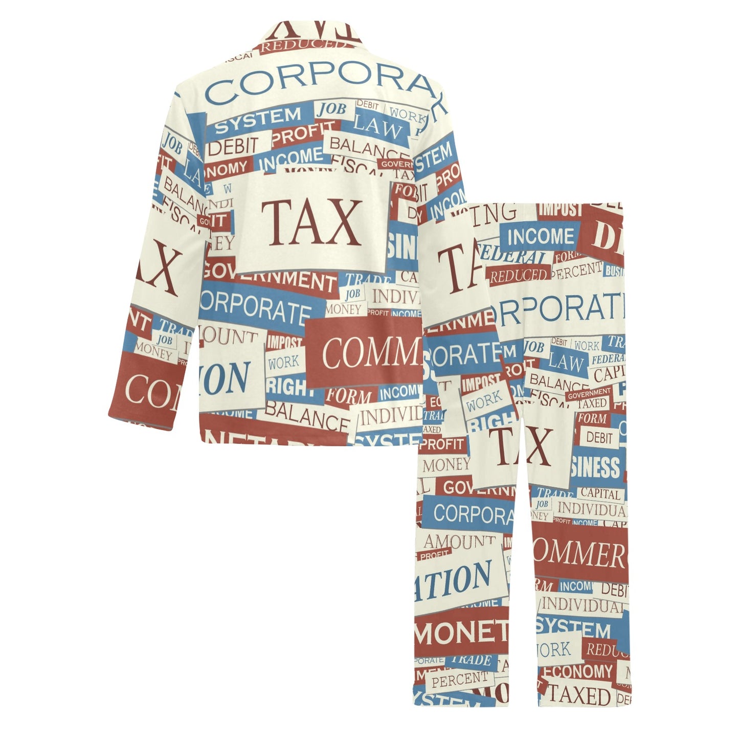 Accounting Financial Pattern Print Design 01 Men's Long Pajama Set